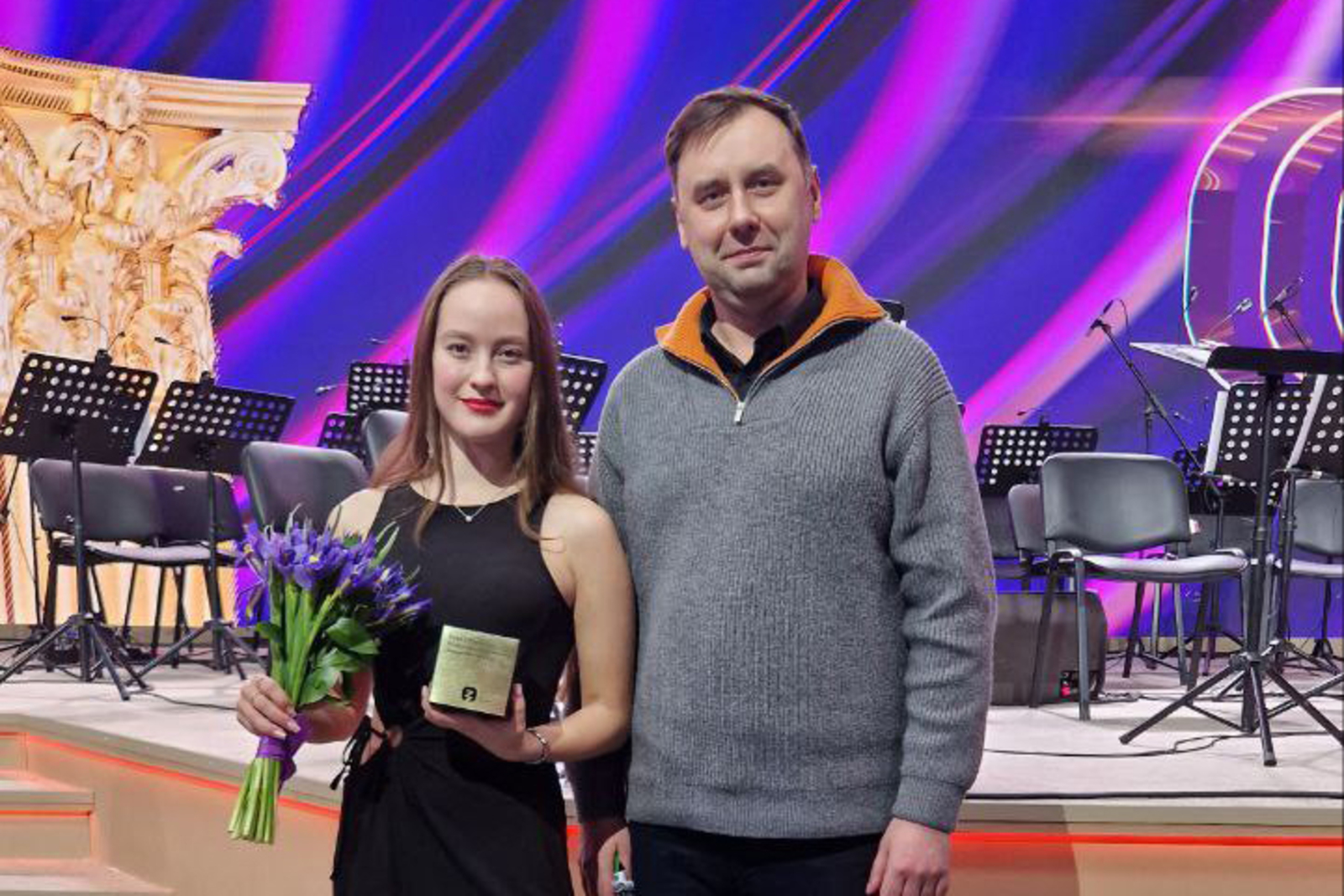 Maria Ryndyk and Andrey Kozhanov, Director of the Centre for Student Academic Development at HSE University, Head of the Moscow branch of the Russian Society Znanie
